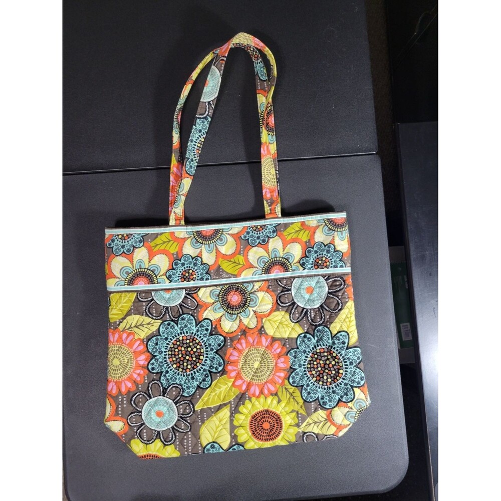 Vera Bradley Floral Quilted Tote in Yellow, Orange, Blue, Brown
